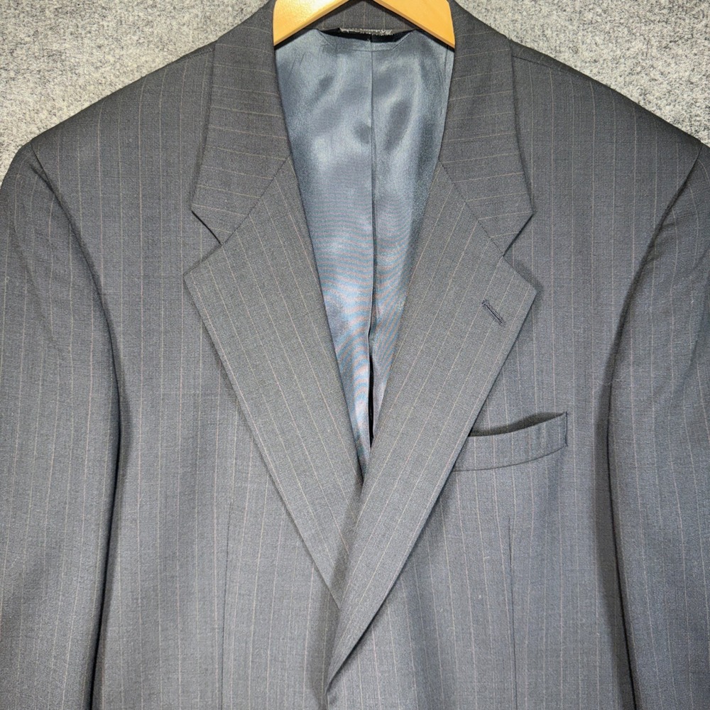 Burberrys Pinstripe Blazer Jacket‎ Mens 42R Grey 100% Pure Wool Vintage USA Made